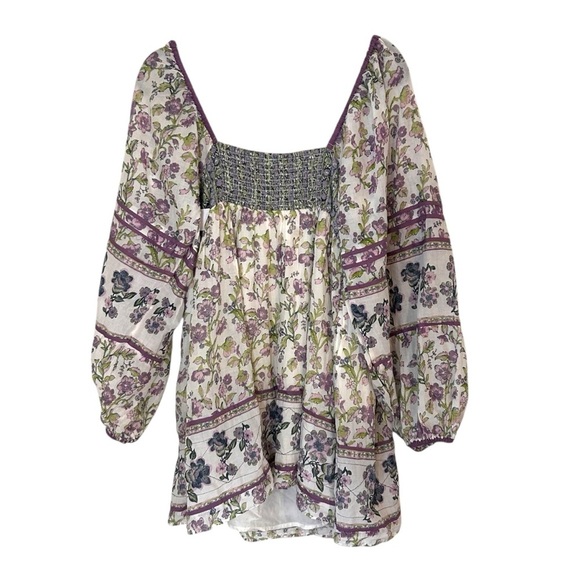 Free People Endless Afternoon Floral Mini Dress-Bohemian Puff Sleeve Mini-Medium - Picture 6 of 13